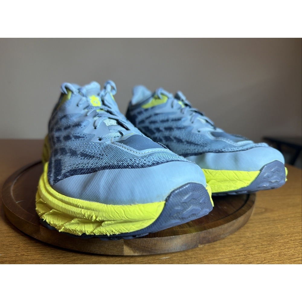 HOKA ONE ONE Men's Shoes Size 14 2E Speedgoat 5 Wide Stone Blue/ Dark Citron - Picture 6 of 16